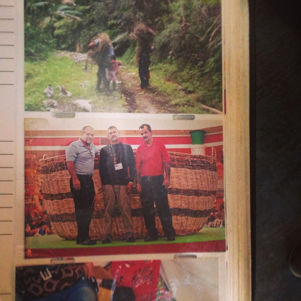 World's largest basket, made by three of Puerto Rico's top master 'cesteros': Isaac Laboy, Edwin Marcucci, Avelino. Photo taken at Edwin Marcucci's home in Adjuntas, PR
